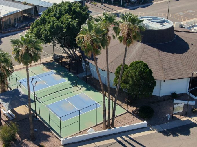 Aerial view of a Pickleball court