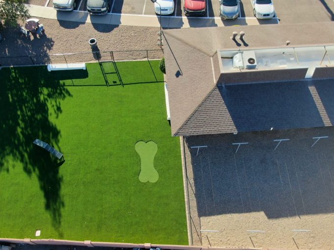 Aerial view of Pet park & Laundry